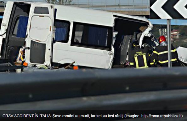 Cu toţii sunt români! Şase morţi şi trei răniţi, într-un accident rutier groaznic, lângă Roma