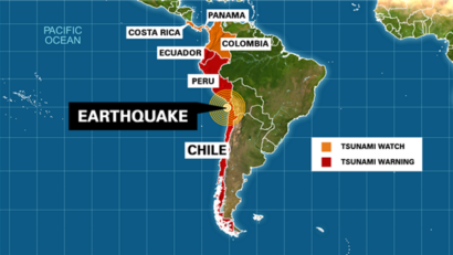 Alertă de tsunami pe coasta pacifică a Americii Centrale