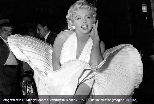 Fotografii de colecţie cu Marilyn Monroe, vândute la licitaţie cu 25.000 de lire sterline