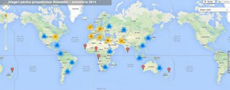 Lista secțiilor de votare din diaspora pentru alegerile prezidențiale din 16 noiembrie