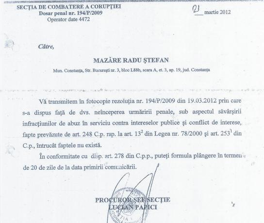 (DOCUMENTE) Argumentele Primăriei în disputa Mazăre – ANI: un caz din 2009, câştigat de edil