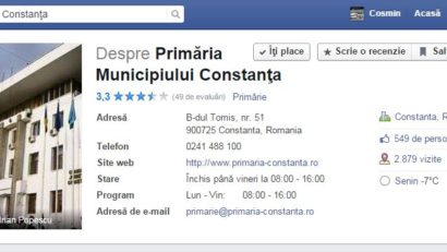 Primăria Constanţa are pagină de Facebook