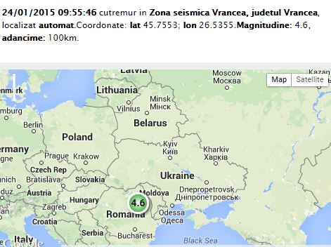 Cutremur de 4,6 grade în Vrancea, sâmbătă dimineaţă, la ora 9.56