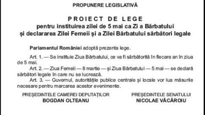Ziua Bărbatului sărbătorită în România pe 5 mai, dar neoficial
