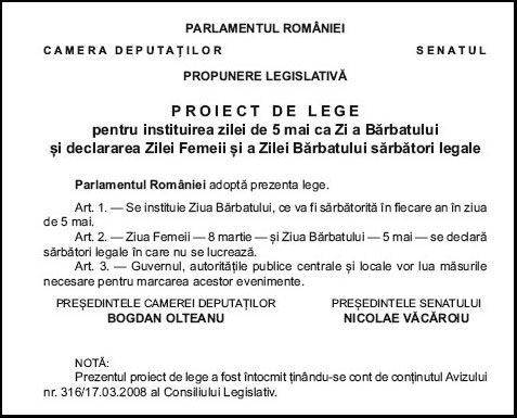 Ziua Bărbatului sărbătorită în România pe 5 mai, dar neoficial