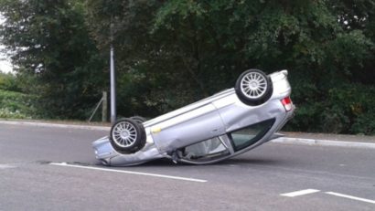 Autoturism răsturnat la Valu lui Traian