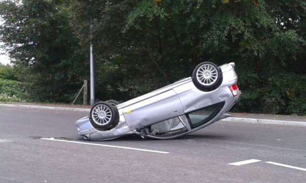 Autoturism răsturnat la Valu lui Traian