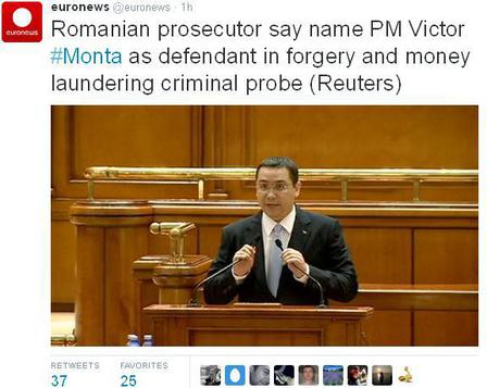 Gafă la Euronews. Premierul României, numit Victor … Monta