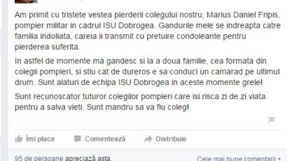 Raed Arafat deplânge moartea pompierului Daniel Fripis