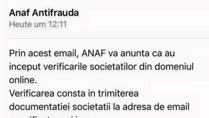 ANTIFRAUDA avertizează agenţii economici asupra unei tentative de PHISHING