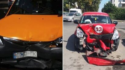 Accident între un taxi şi o maşină de pizza, pe strada Unirii