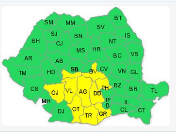 Ploi zdravene în sud şi centru, vânt puternic în Dobrogea