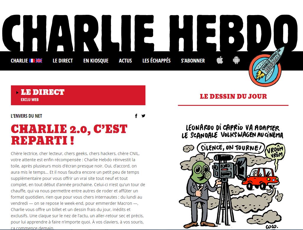 „Charlie Hebdo” a reapărut şi on-line