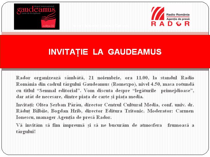 Invitaţie la GAUDEAMUS