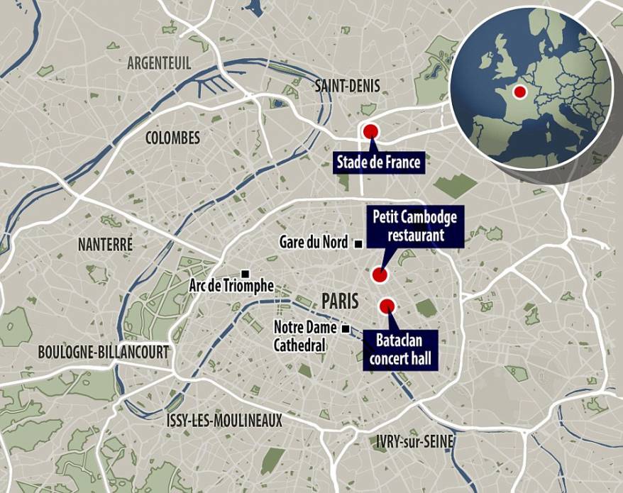 Atentate simultane în şase locuri diferite din Paris