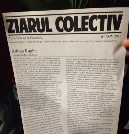 Ziarul Colectiv, împărţit în Piaţa Universităţii