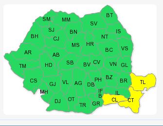 DOBROGEA, sub cod galben de PLOI abundente