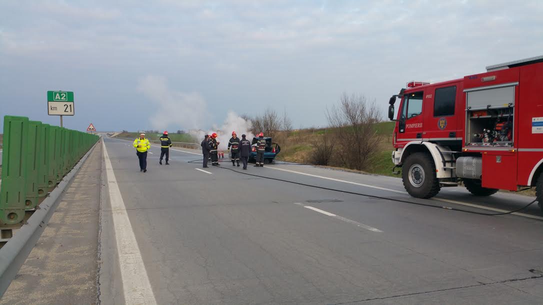 UPDATE – Trafic blocat pe Autostrada A2, din cauza unui incendiu
