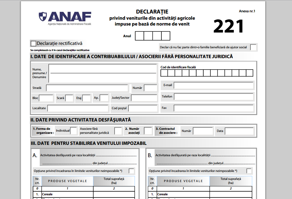 Termen limită pentru depunerea Declarației 221