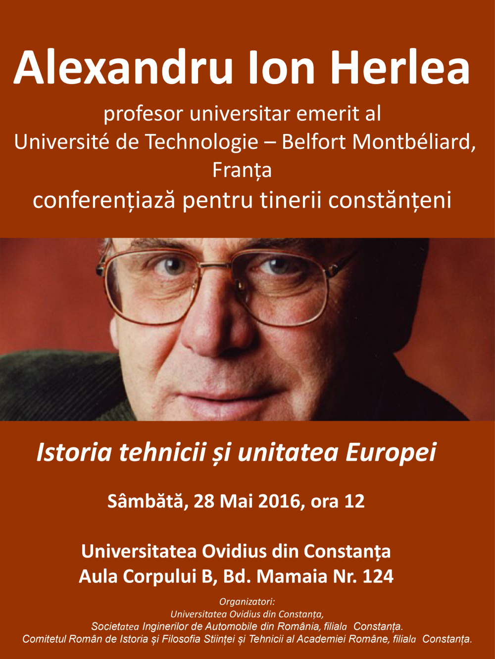 Profesorul Alexandru Ion Herlea susține o conferință la Universitatea „Ovidius”