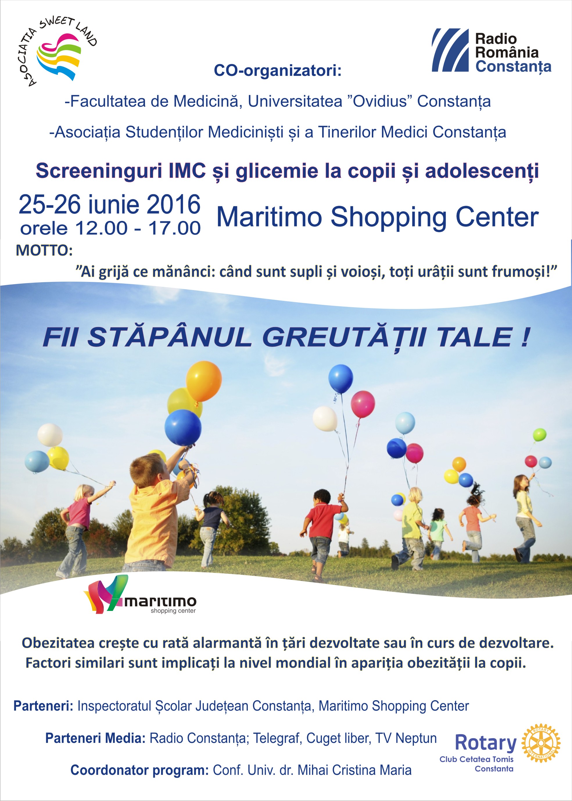 CONSTANȚA: Fii stăpânul greutății tale! – Acțiune de conștientizare a copiilor și adolescenților cu risc de diabet