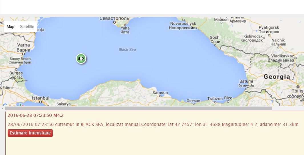Cutremur în MAREA NEAGRĂ