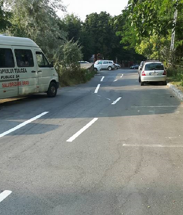 TULCEA/FOTO: Marcaje rutiere ciudate. Dorel lucrează și la drumuri