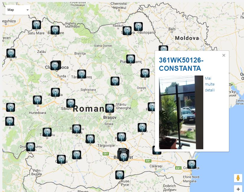 Hartă interactivă cu valorile câmpului electromagnetic