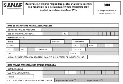 Model simplificat al Formularului 088