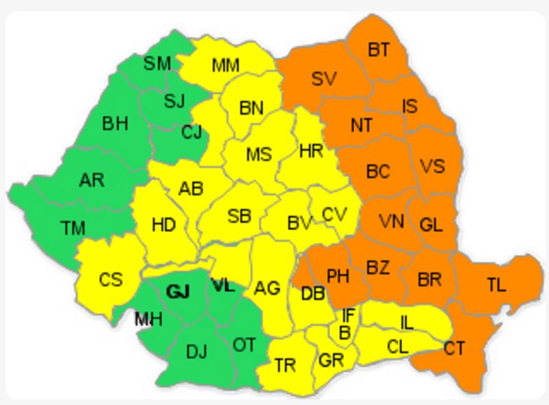 CONSTANȚA și TULCEA sunt sub COD PORTOCALIU de ploi și vânt puternic