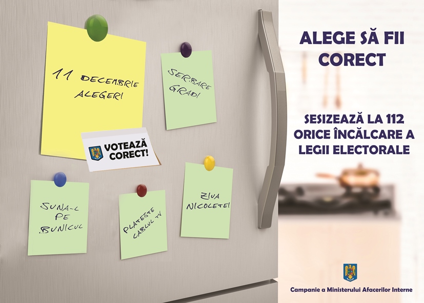 Scrutin parlamentar 2016: ”ALEGE SĂ FII CORECT!”