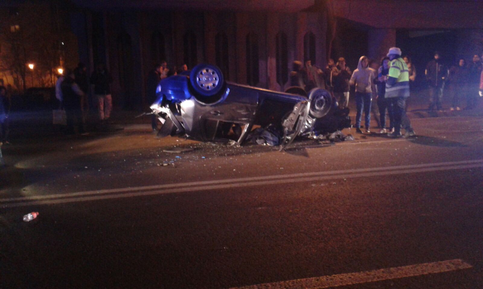 FOTO/CONSTANȚA: Accident rutier. Mașină răsturnată