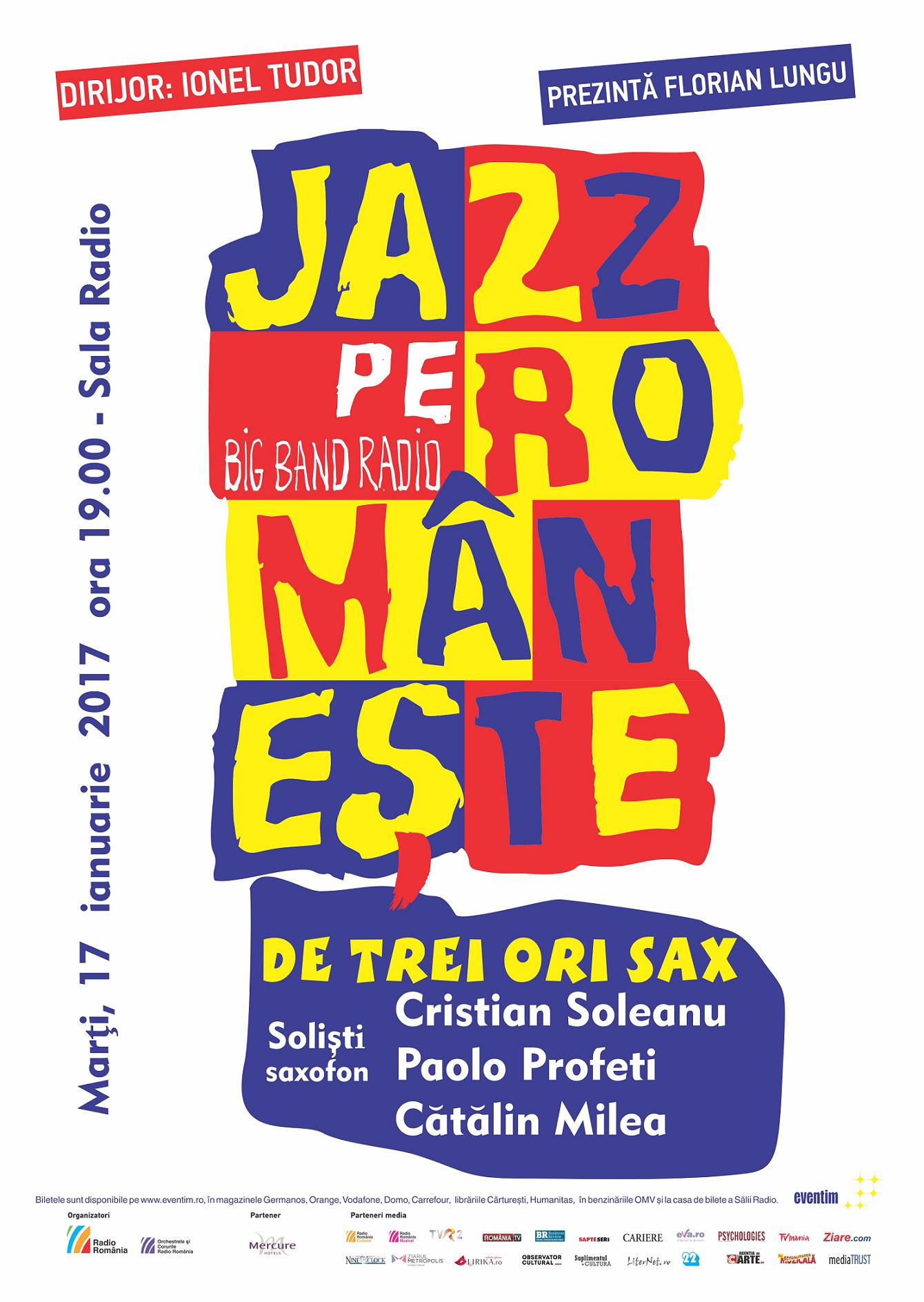 De trei ori sax şi Big Band-ul Radio, în concert live la Sala Radio