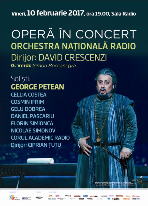 Concert extraordinar la Sala Radio: George Petean în rolul titular din Simon Boccanegra