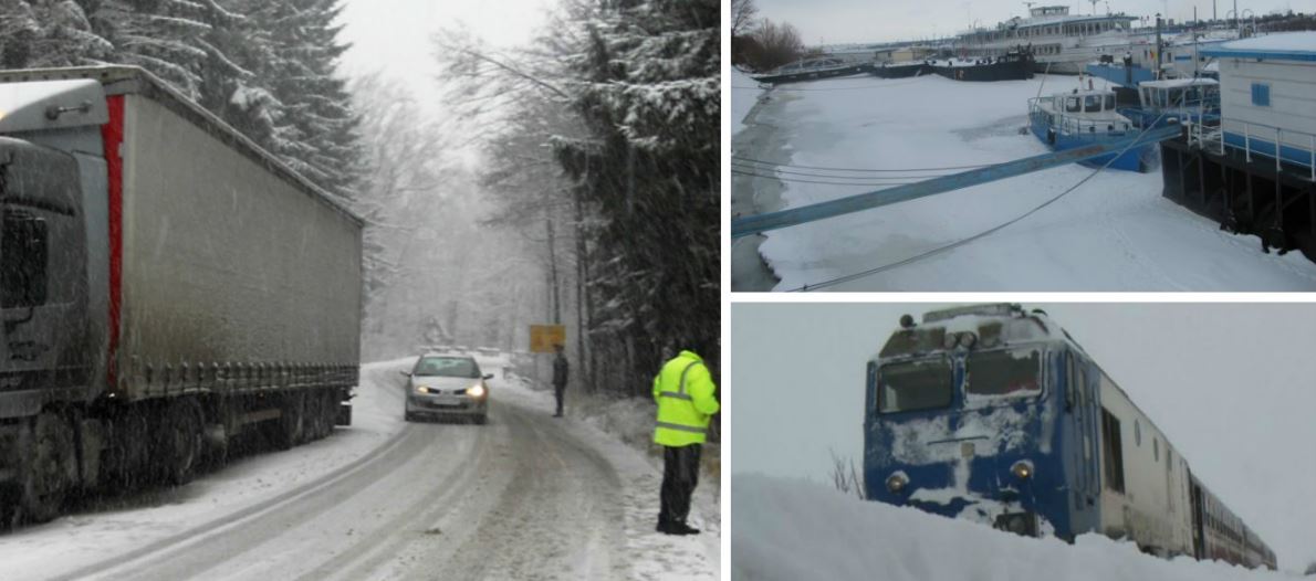 CONSTANȚA: Vremea rea a creat probleme traficului rutier, feroviar și maritim