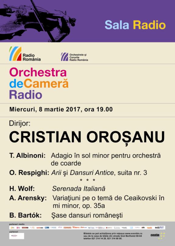 8 martie cu Orchestra de Cameră Radio şi Cristian Oroşanu la Sala Radio