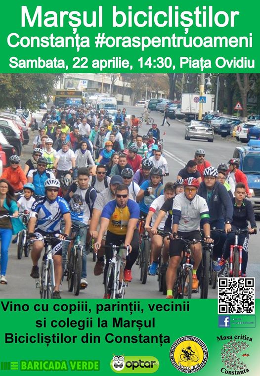 Bicicliștii constănțeni pedalează într-un marș de ziua Pământului