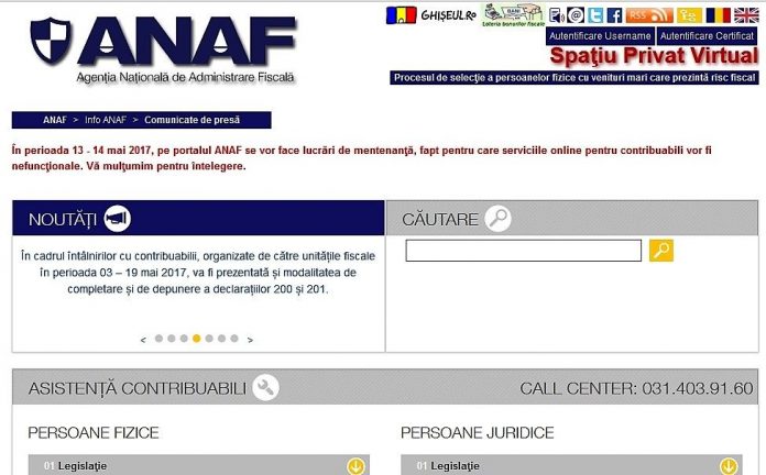 ANAF reia serviciile online oferite contribuabililor