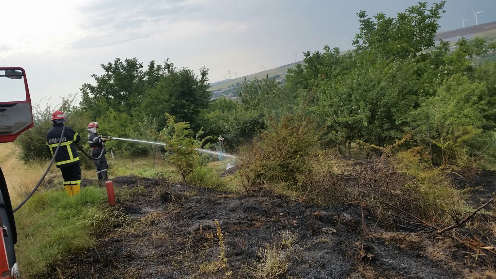 FOTO/ BABADAG: Alertă la ISU! Pompierii intervin la un incendiu de vegetație uscată