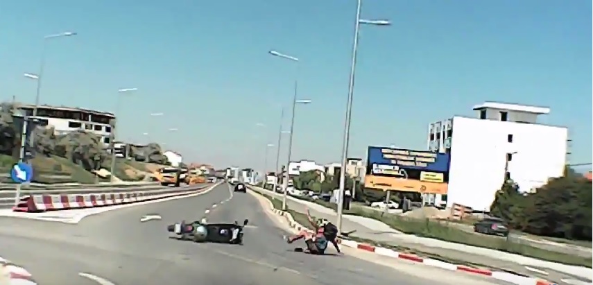 VIDEO – Motociclist implicat într-un accident rutier pe drumul spre Năvodari