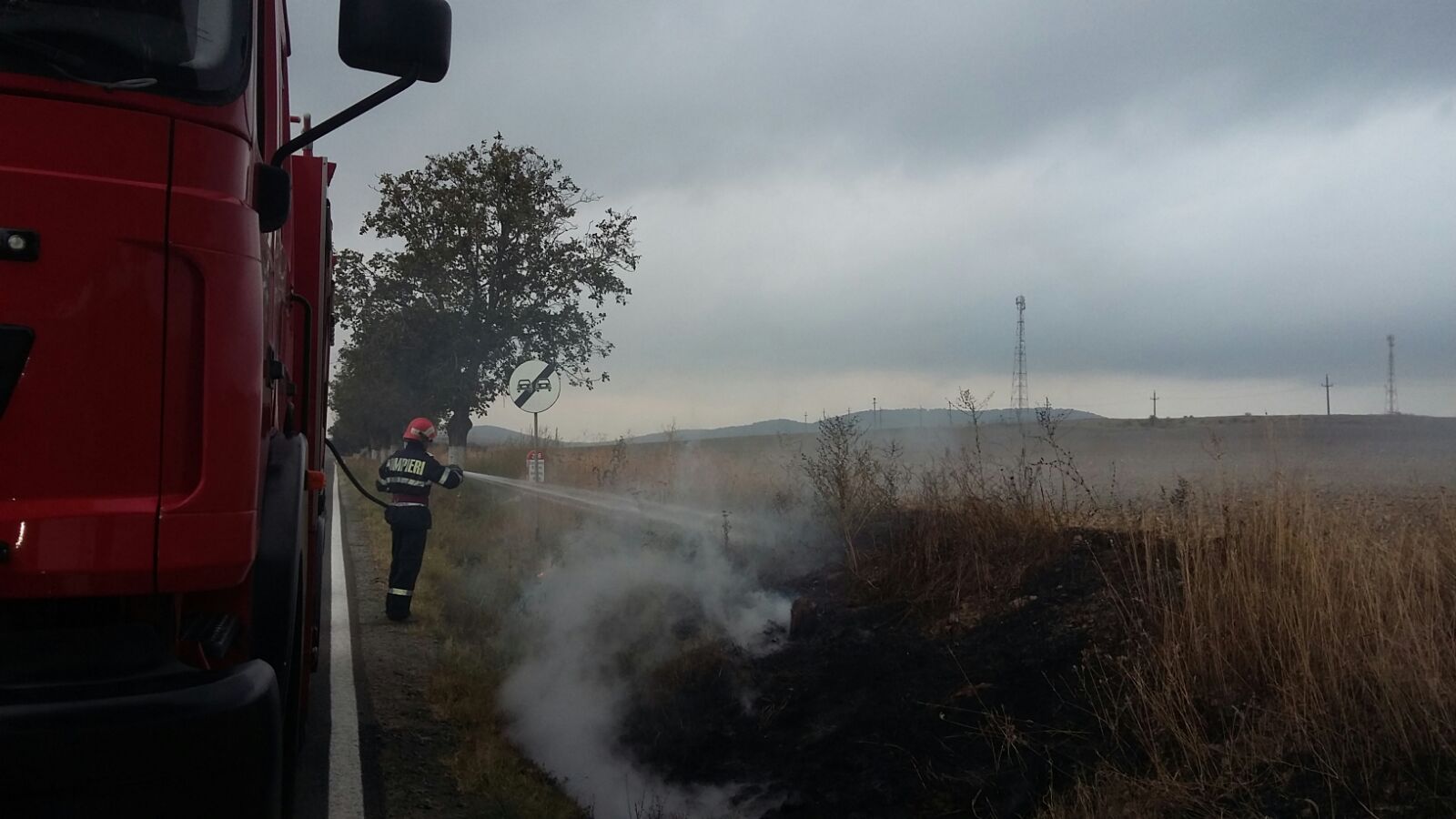 TULCEA/FOTO: Incendiu de vegetație pe marginea DJ 229