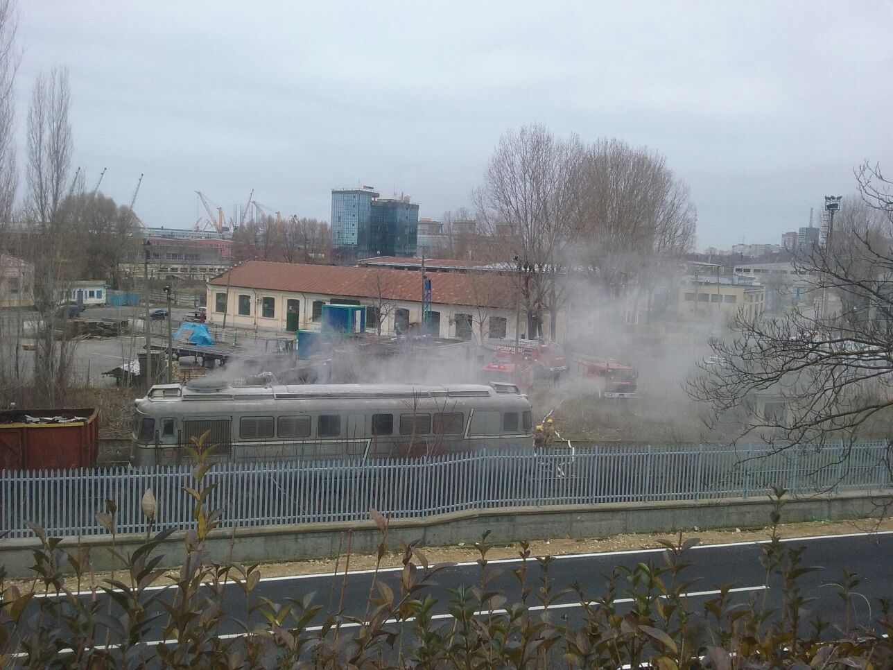 Locomotivă în flăcări, în Portul Constanța – VIDEO