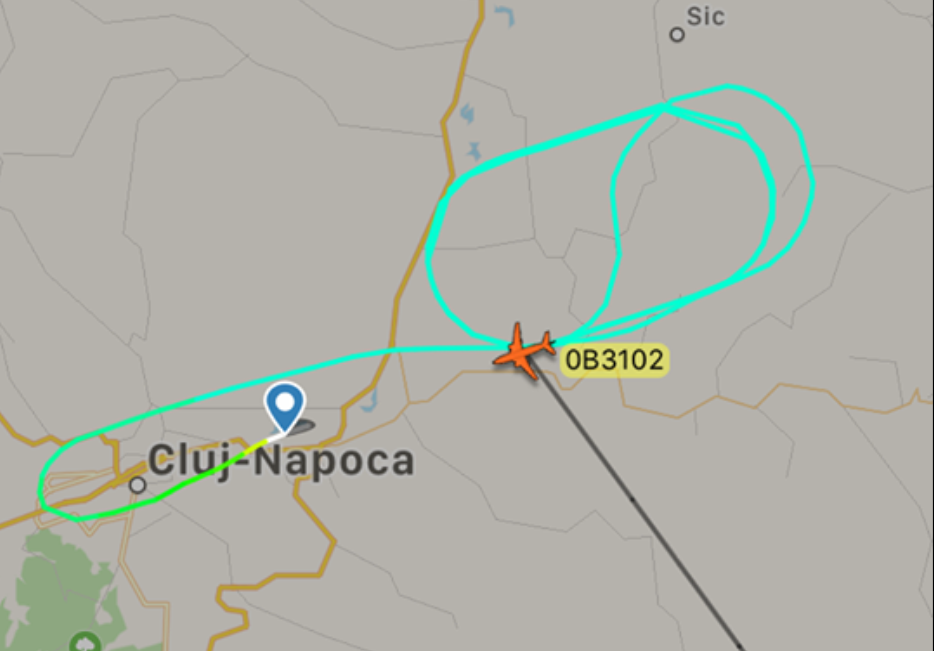 Un avion de pasageri de pe linia Cluj Napoca – București a aterizat de urgență