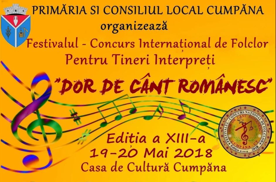 CUMPĂNA: Festivalul – Concurs Naţional de Folclor pentru Tineri Interpreţi «Dor de Cânt Românesc»