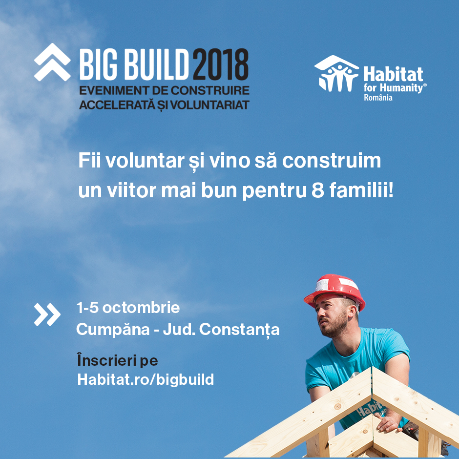 Habitat for Humanity caută 100 voluntari pentru a construi 8 case la Cumpăna