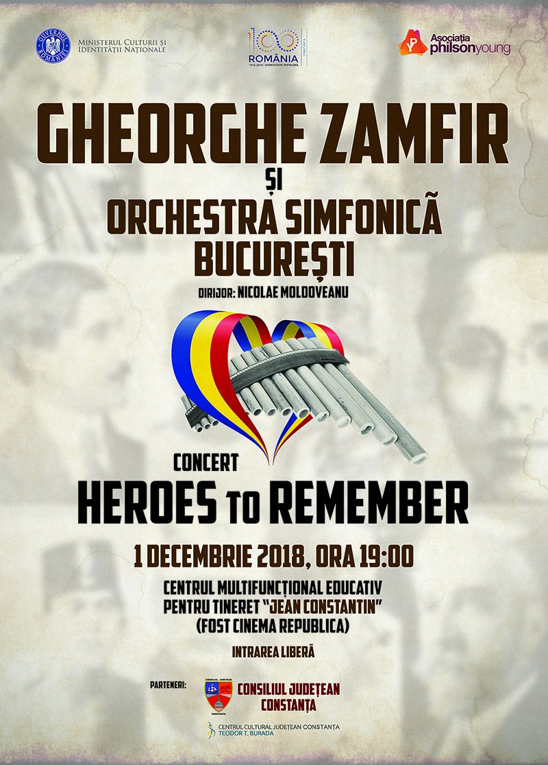 Concert omagial dedicat eroilor Marii Uniri. Gheorghe Zamfir și Orchestra Simfonică București sărbătoresc Ziua Naţională la Constanța