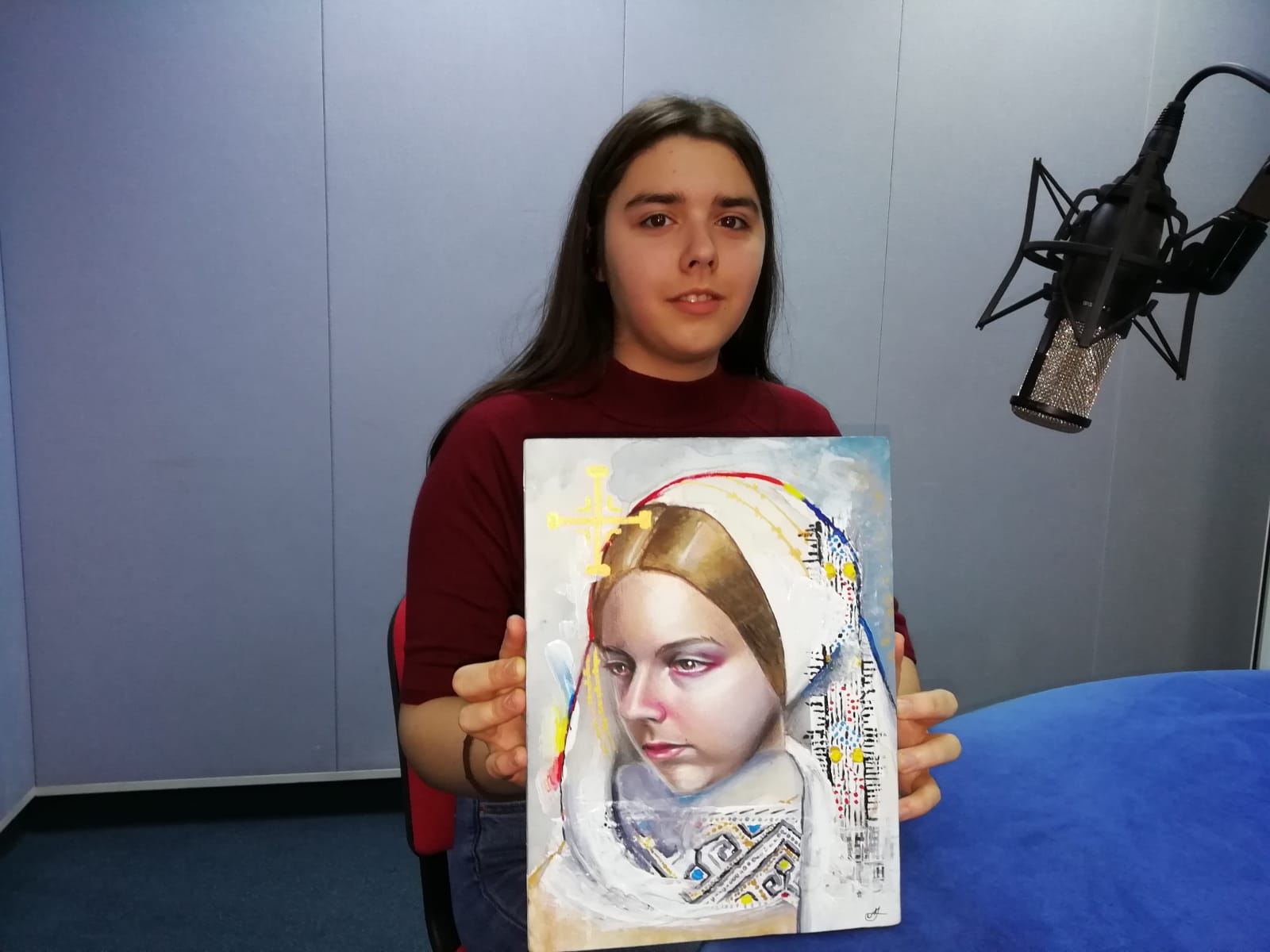 O adolescentă din Constanța a realizat, prin tehnici originale, un tablou inedit dedicat României Mari FOTO
