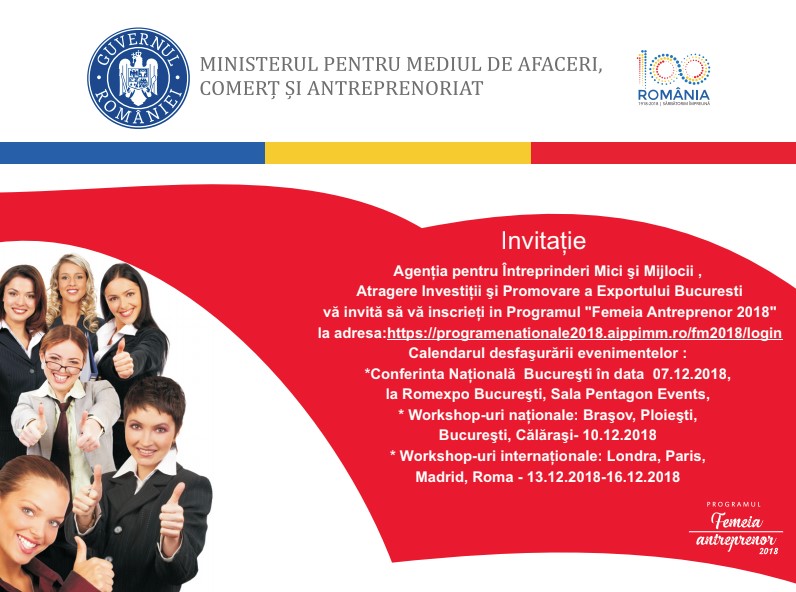 Termenul LIMITĂ pentru înscrierea în programul Femeia Antreprenor