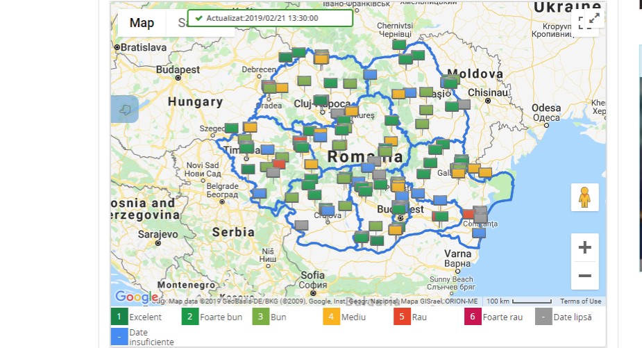 Harta care ne arată cât de poluat este aerul pe care îl respirăm poate fi consultată online