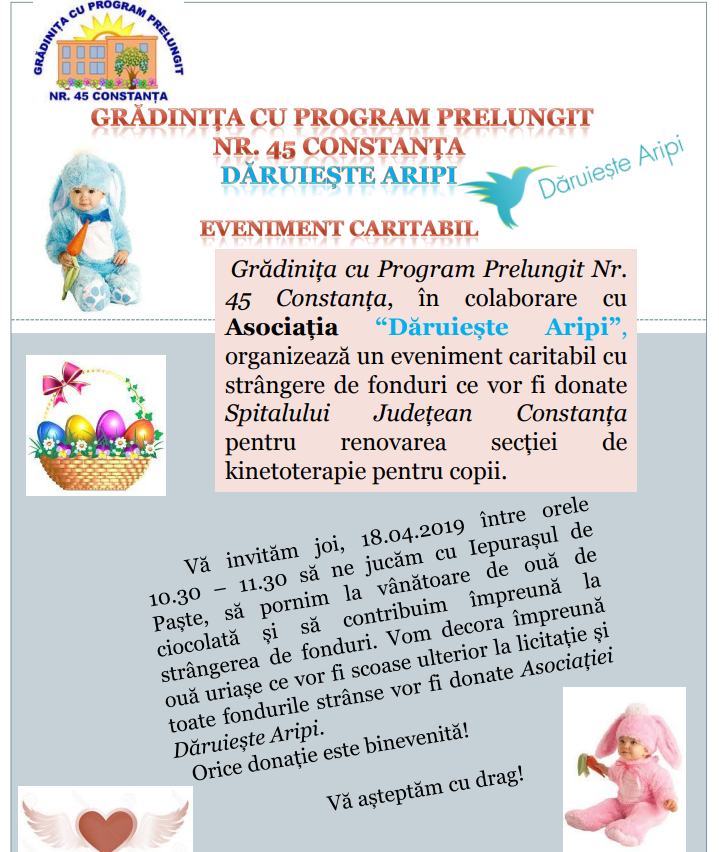 CONSTANȚA: Acțiuni caritabile în curtea Grădiniței PP nr. 45 din Constanța